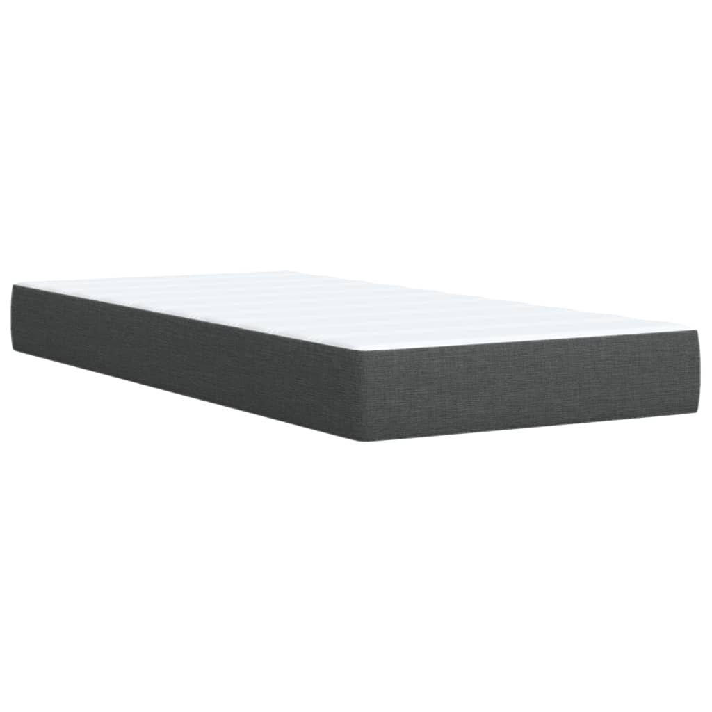 Κρεβάτι Boxspring με Στρώμα Σκούρο Γκρι 90x190 εκ. Υφασμάτινο