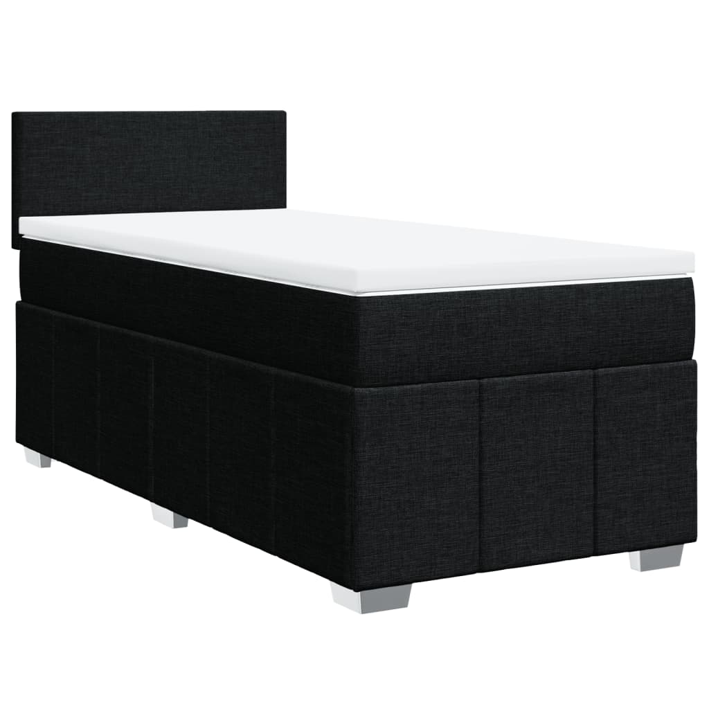 Κρεβάτι Boxspring με Στρώμα Μαύρο 90x190 εκ.Υφασμάτινο