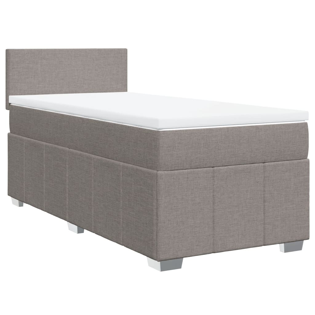 Κρεβάτι Boxspring με Στρώμα Taupe 90x190 εκ.Υφασμάτινο - Pakobazaar