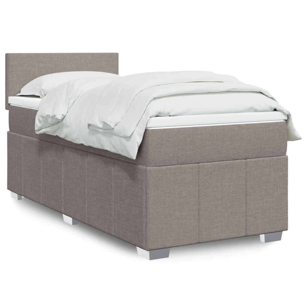 Κρεβάτι Boxspring με Στρώμα Taupe 90x190 εκ.Υφασμάτινο - Pakobazaar
