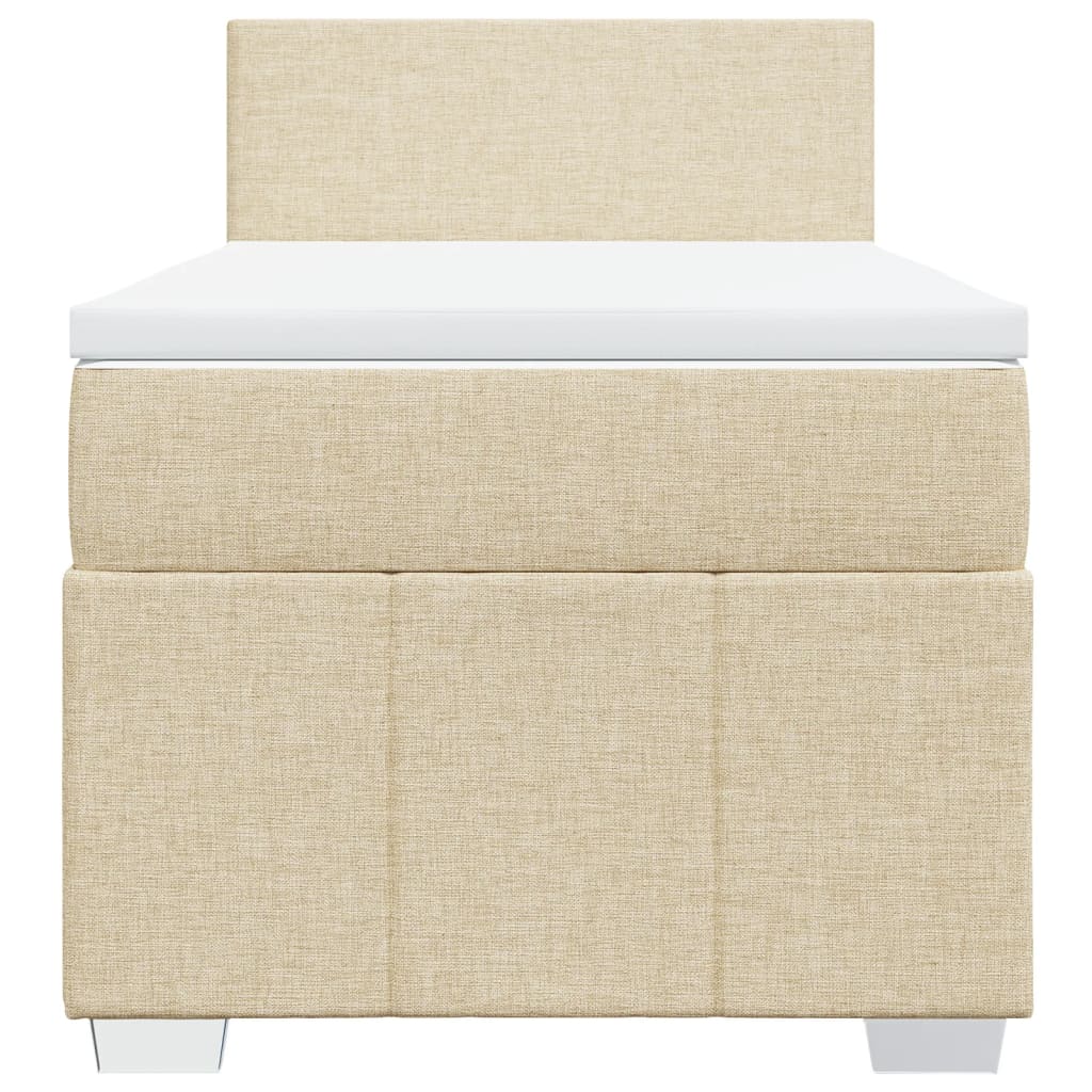 Κρεβάτι Boxspring με Στρώμα Κρεμ 90x190 εκ.Υφασμάτινο - Pakobazaar