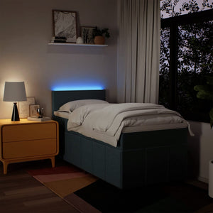 Κρεβάτι Boxspring με Στρώμα Μπλε 90x190 εκ.Υφασμάτινο