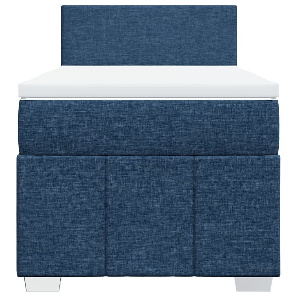 Κρεβάτι Boxspring με Στρώμα Μπλε 90x190 εκ.Υφασμάτινο