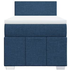 Κρεβάτι Boxspring με Στρώμα Μπλε 90x190 εκ.Υφασμάτινο