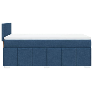 Κρεβάτι Boxspring με Στρώμα Μπλε 90x190 εκ.Υφασμάτινο