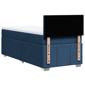 Κρεβάτι Boxspring με Στρώμα Μπλε 90x190 εκ.Υφασμάτινο