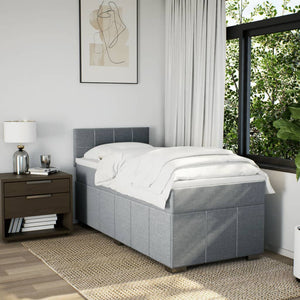 Κρεβάτι Boxspring με Στρώμα Ανοιχτό Γκρι 90x190 εκ. Υφασμάτινο
