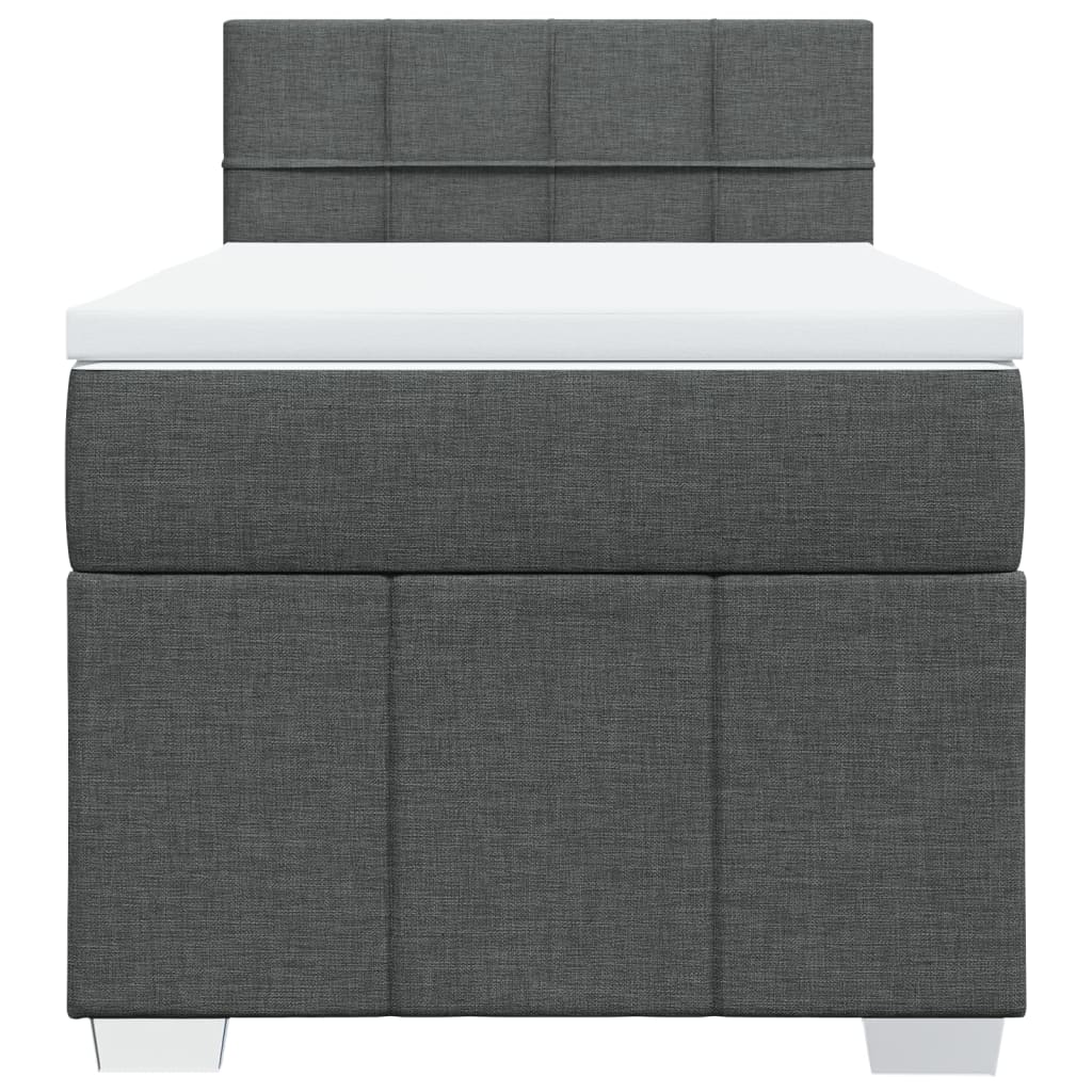 Κρεβάτι Boxspring με Στρώμα Σκούρο Γκρι 90x190 εκ. Υφασμάτινο