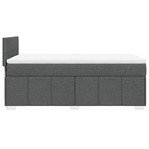 Κρεβάτι Boxspring με Στρώμα Σκούρο Γκρι 90x190 εκ. Υφασμάτινο