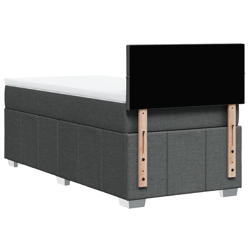 Κρεβάτι Boxspring με Στρώμα Σκούρο Γκρι 90x190 εκ. Υφασμάτινο
