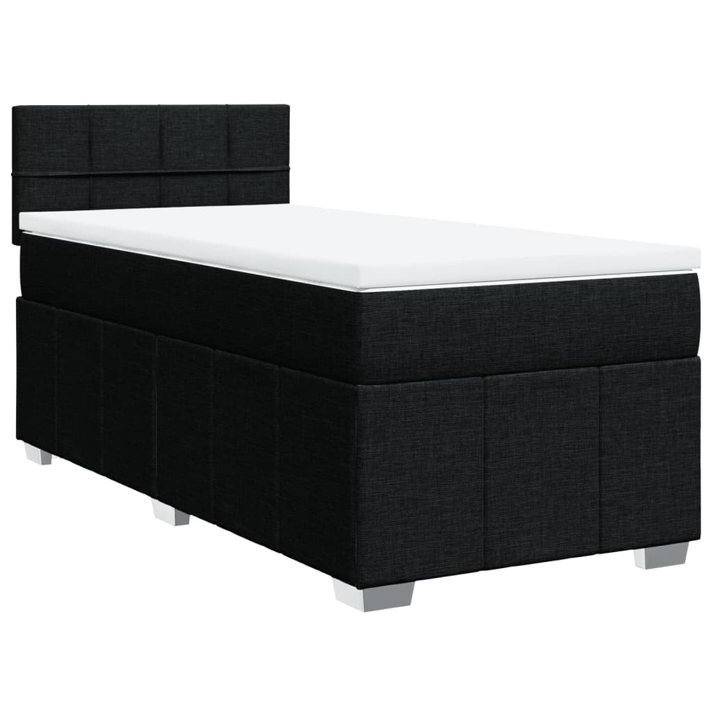 Κρεβάτι Boxspring με Στρώμα Μαύρο 90x190 εκ.Υφασμάτινο