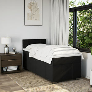 Κρεβάτι Boxspring με Στρώμα Μαύρο 90x190 εκ.Υφασμάτινο
