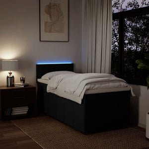 Κρεβάτι Boxspring με Στρώμα Μαύρο 90x190 εκ.Υφασμάτινο