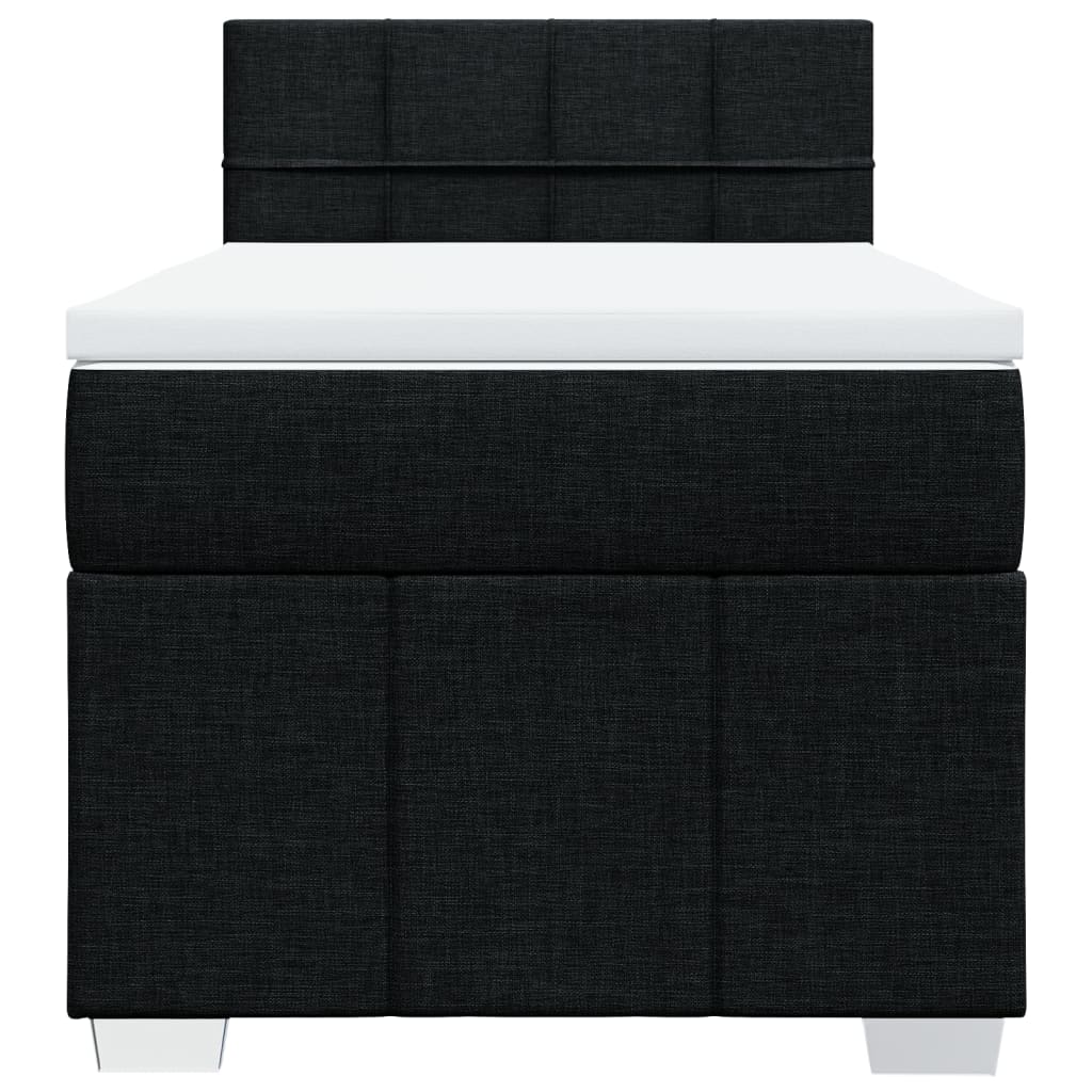 Κρεβάτι Boxspring με Στρώμα Μαύρο 90x190 εκ.Υφασμάτινο
