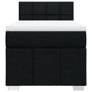 Κρεβάτι Boxspring με Στρώμα Μαύρο 90x190 εκ.Υφασμάτινο