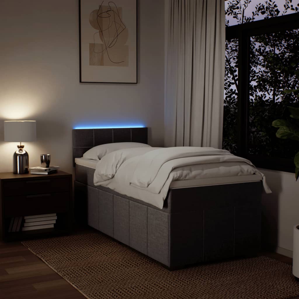 Κρεβάτι Boxspring με Στρώμα Taupe 90x190 εκ.Υφασμάτινο - Pakobazaar