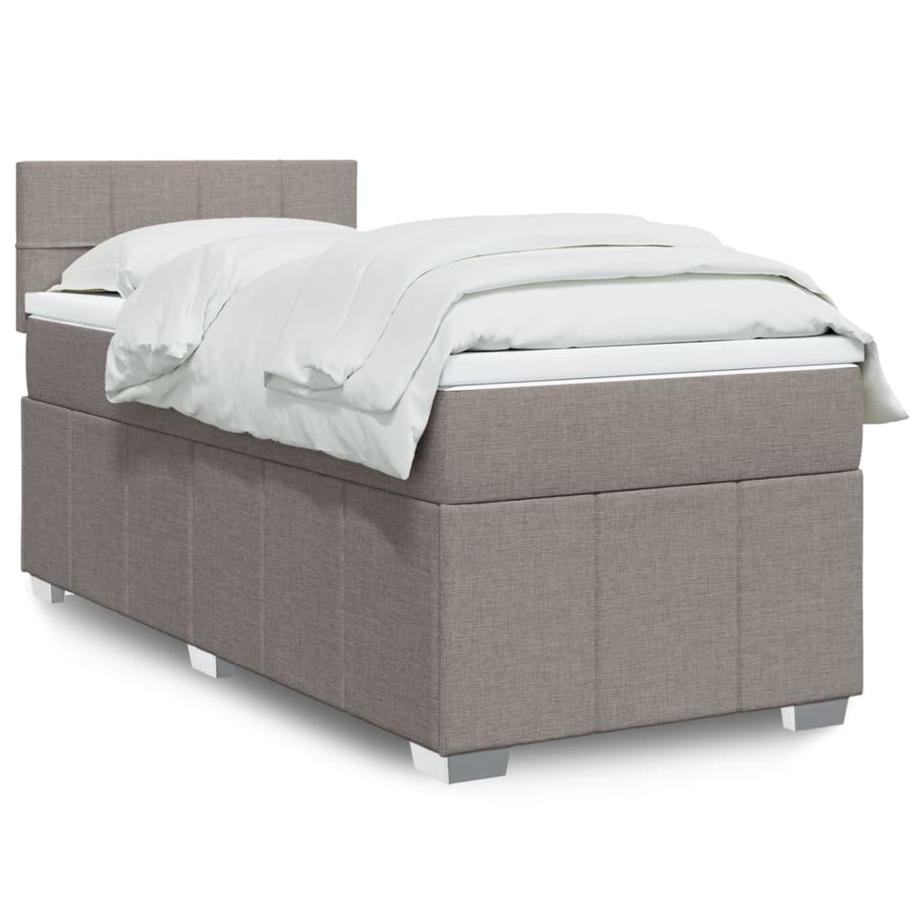 Κρεβάτι Boxspring με Στρώμα Taupe 90x190 εκ.Υφασμάτινο - Pakobazaar
