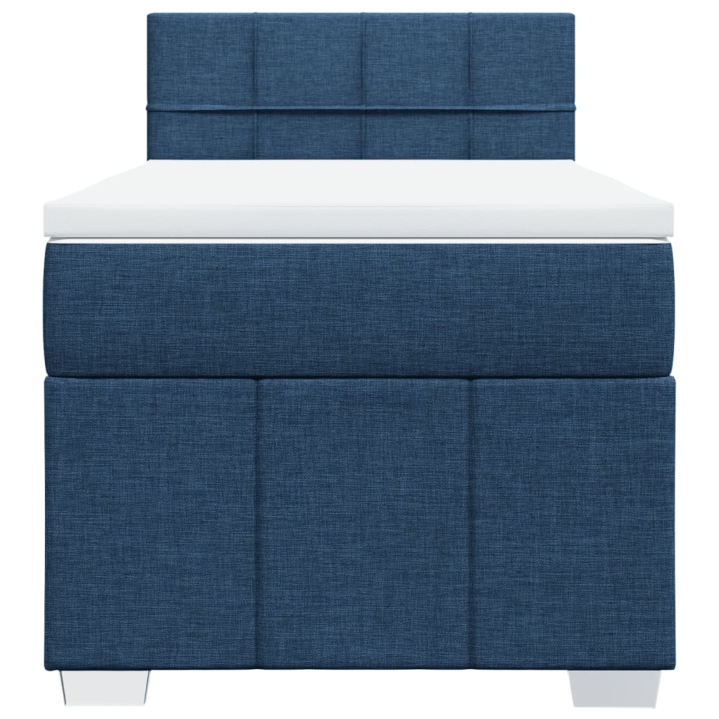Κρεβάτι Boxspring με Στρώμα Μπλε 90x190 εκ.Υφασμάτινο