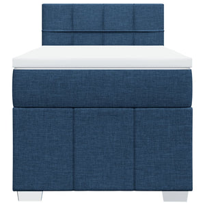 Κρεβάτι Boxspring με Στρώμα Μπλε 90x190 εκ.Υφασμάτινο