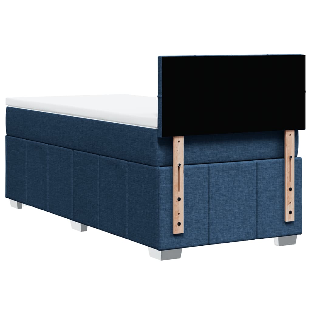 Κρεβάτι Boxspring με Στρώμα Μπλε 90x190 εκ.Υφασμάτινο
