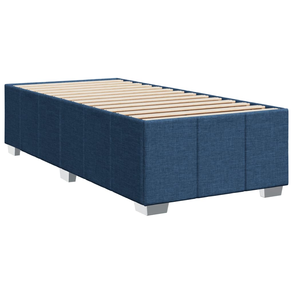 Κρεβάτι Boxspring με Στρώμα Μπλε 90x190 εκ.Υφασμάτινο
