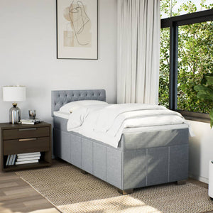 Κρεβάτι Boxspring με Στρώμα Ανοιχτό Γκρι 90x190 εκ. Υφασμάτινο