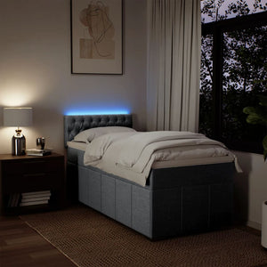 Κρεβάτι Boxspring με Στρώμα Ανοιχτό Γκρι 90x190 εκ. Υφασμάτινο