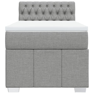 Κρεβάτι Boxspring με Στρώμα Ανοιχτό Γκρι 90x190 εκ. Υφασμάτινο