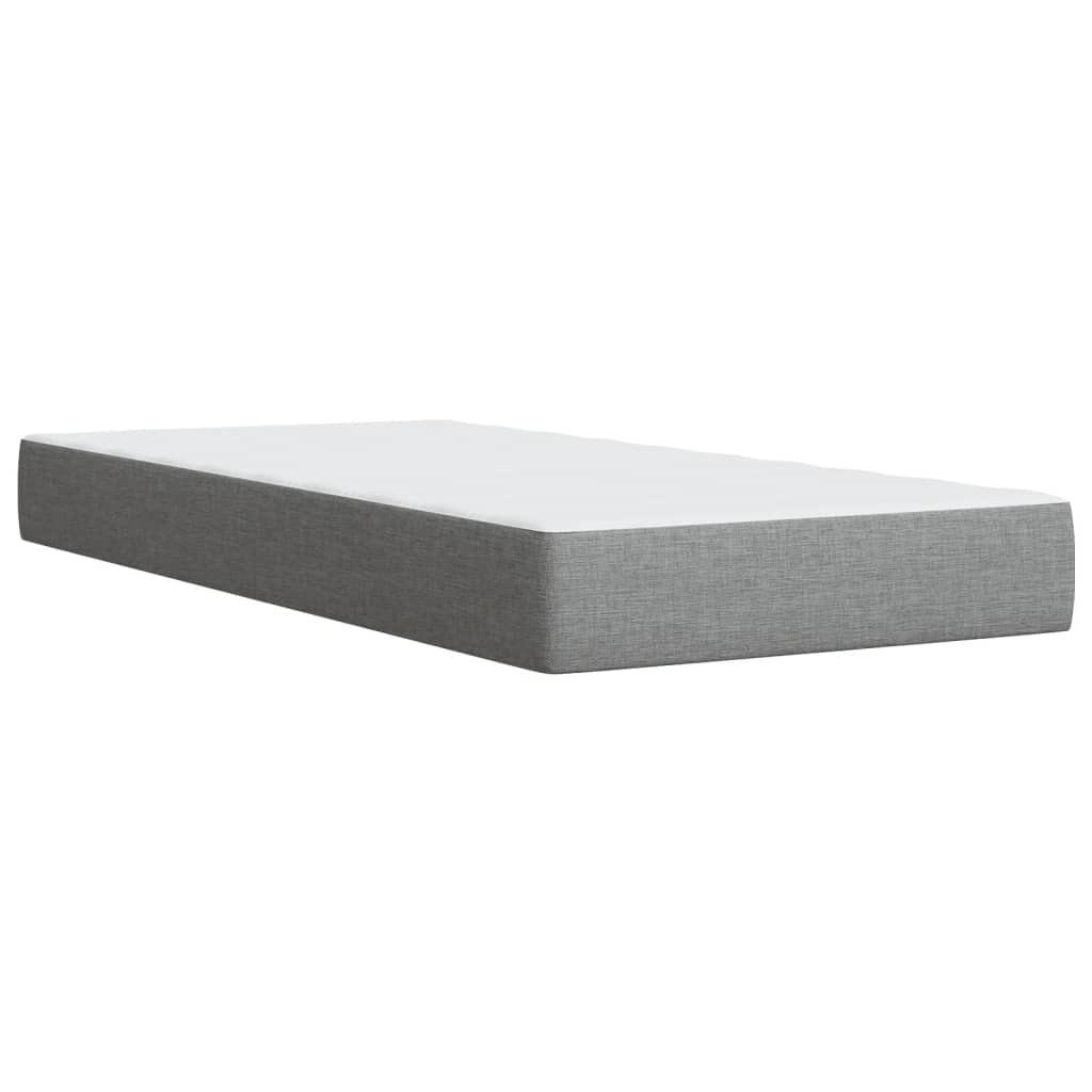 Κρεβάτι Boxspring με Στρώμα Ανοιχτό Γκρι 90x190 εκ. Υφασμάτινο