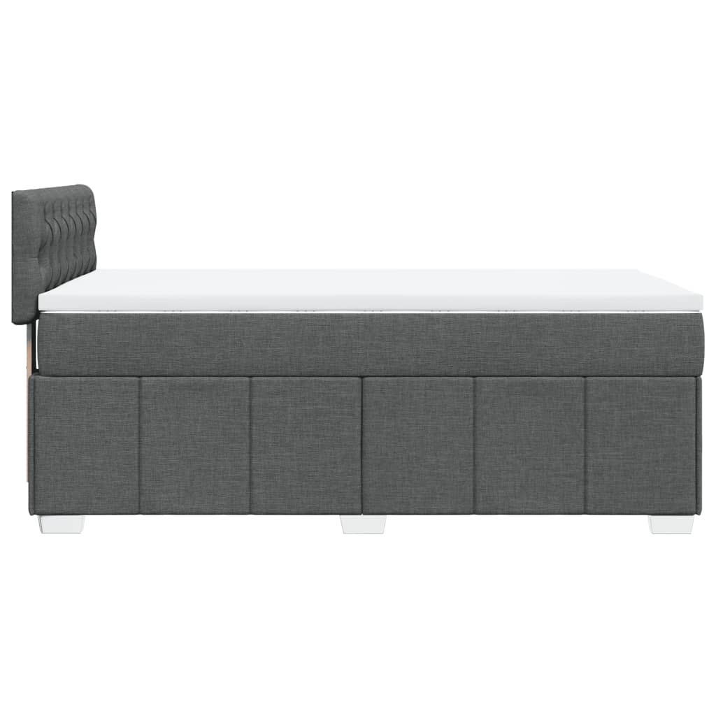 Κρεβάτι Boxspring με Στρώμα Σκούρο Γκρι 90x190 εκ. Υφασμάτινο