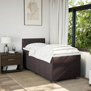 Κρεβάτι Boxspring με Στρώμα Σκούρο Καφέ 90x190 εκ. Υφασμάτινο