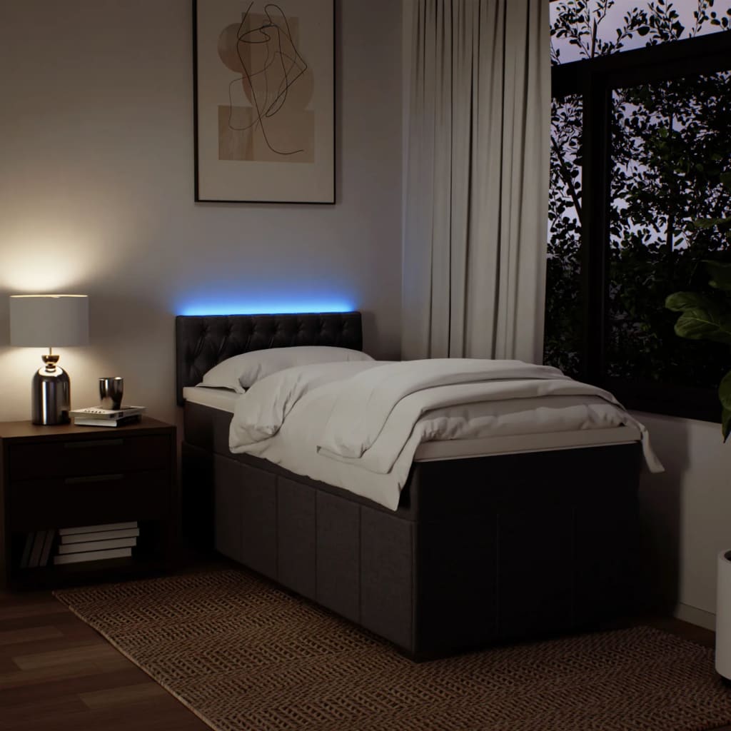 Κρεβάτι Boxspring με Στρώμα Σκούρο Καφέ 90x190 εκ. Υφασμάτινο