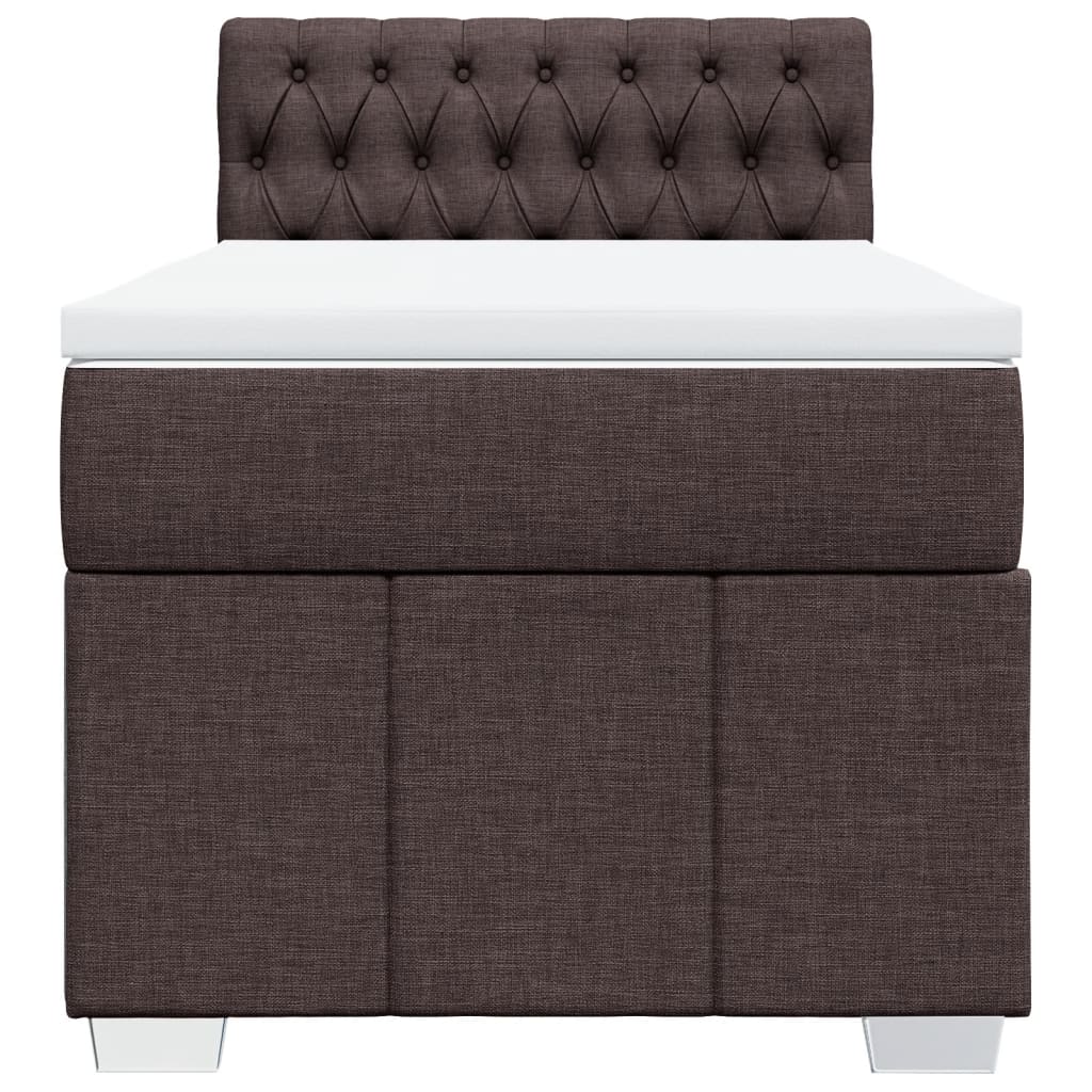 Κρεβάτι Boxspring με Στρώμα Σκούρο Καφέ 90x190 εκ. Υφασμάτινο