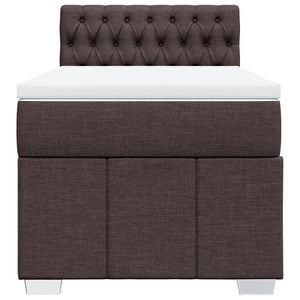 Κρεβάτι Boxspring με Στρώμα Σκούρο Καφέ 90x190 εκ. Υφασμάτινο
