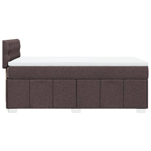 Κρεβάτι Boxspring με Στρώμα Σκούρο Καφέ 90x190 εκ. Υφασμάτινο
