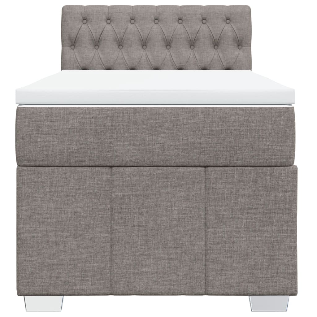 Κρεβάτι Boxspring με Στρώμα Taupe 90x190 εκ.Υφασμάτινο - Pakobazaar