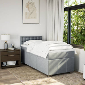 Κρεβάτι Boxspring με Στρώμα Ανοιχτό Γκρι 90x190 εκ. Υφασμάτινο - Pakobazaar