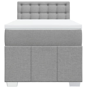 Κρεβάτι Boxspring με Στρώμα Ανοιχτό Γκρι 90x190 εκ. Υφασμάτινο - Pakobazaar