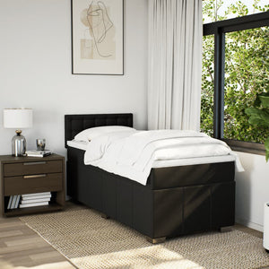 Κρεβάτι Boxspring με Στρώμα Μαύρο 90x190 εκ.Υφασμάτινο