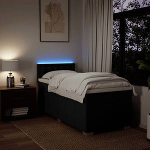 Κρεβάτι Boxspring με Στρώμα Μαύρο 90x190 εκ.Υφασμάτινο
