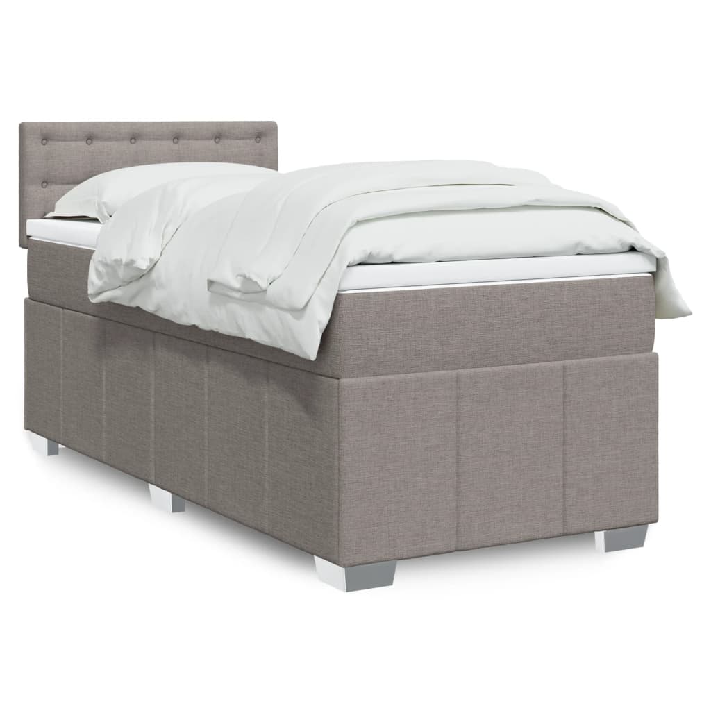 Κρεβάτι Boxspring με Στρώμα Taupe 90x190 εκ.Υφασμάτινο - Pakobazaar