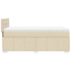 Κρεβάτι Boxspring με Στρώμα Κρεμ 90x190 εκ.Υφασμάτινο - Pakobazaar