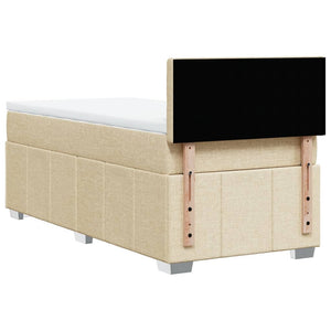 Κρεβάτι Boxspring με Στρώμα Κρεμ 90x190 εκ.Υφασμάτινο - Pakobazaar