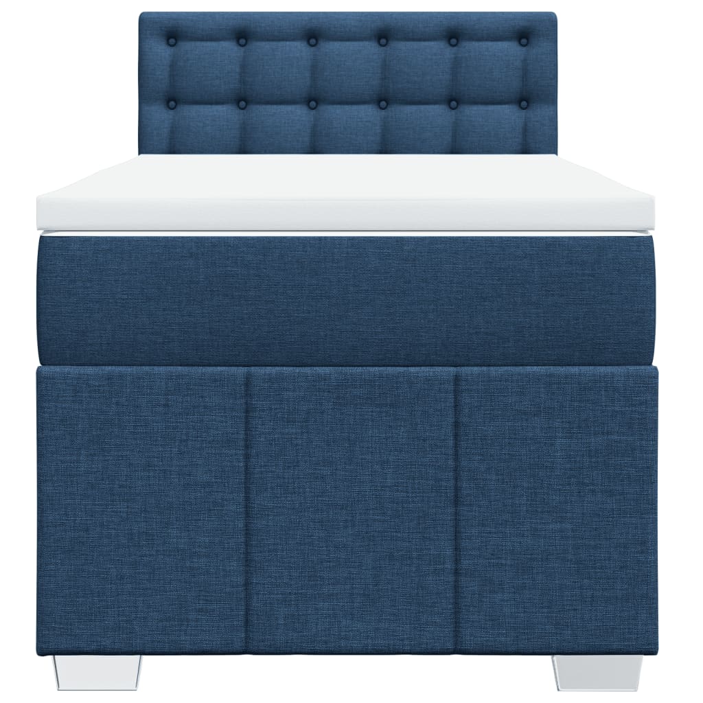 Κρεβάτι Boxspring με Στρώμα Μπλε 90x190 εκ.Υφασμάτινο