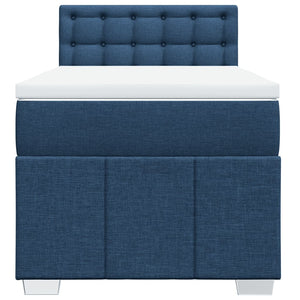 Κρεβάτι Boxspring με Στρώμα Μπλε 90x190 εκ.Υφασμάτινο
