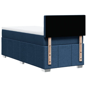 Κρεβάτι Boxspring με Στρώμα Μπλε 90x190 εκ.Υφασμάτινο