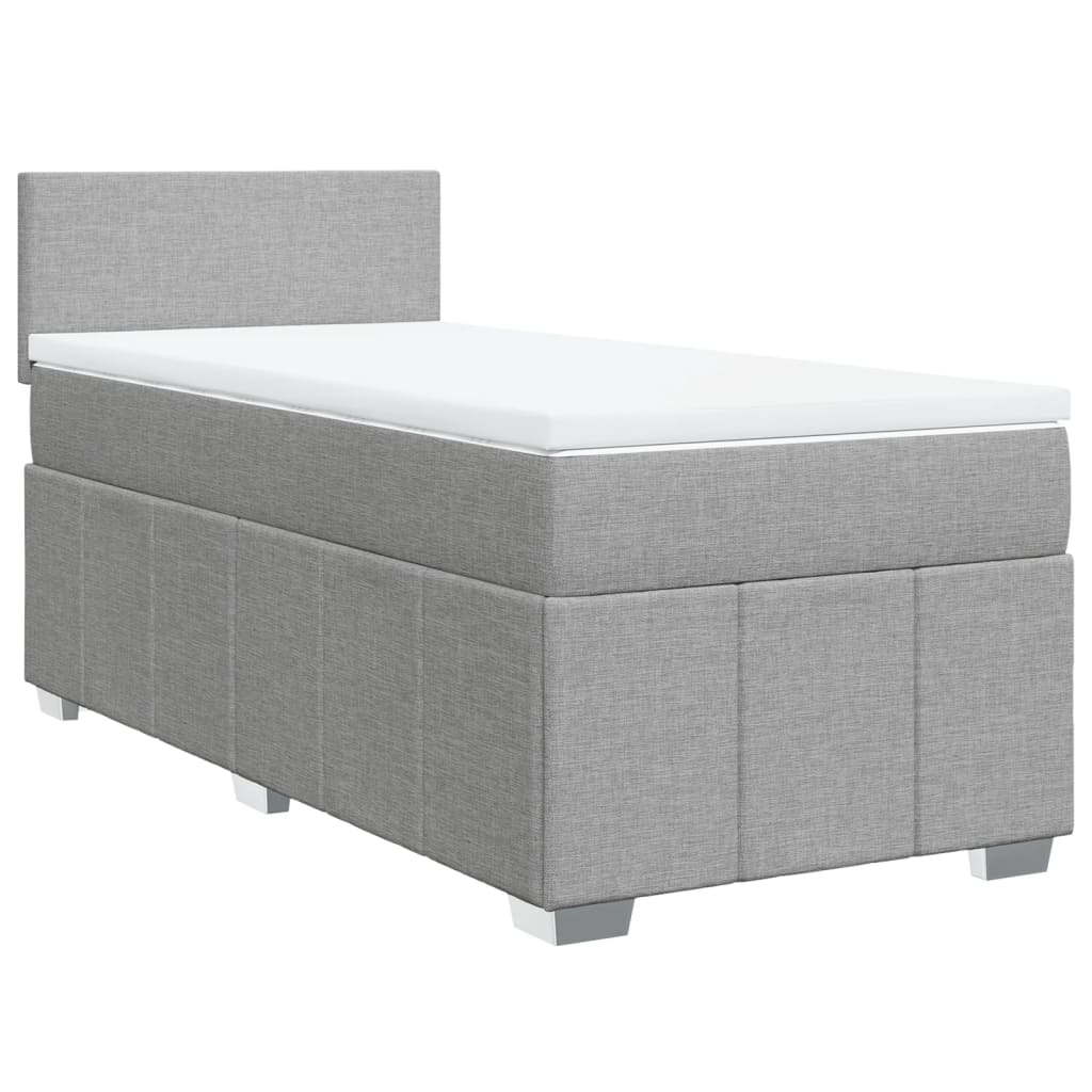 Κρεβάτι Boxspring με Στρώμα Ανοιχτό Γκρι 90x200 εκ. Υφασμάτινο - Pakobazaar