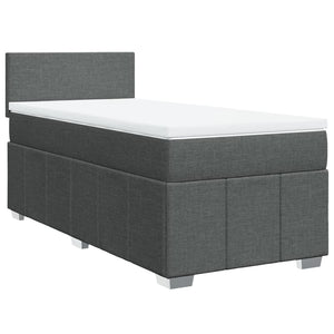 Κρεβάτι Boxspring με Στρώμα Σκούρο Γκρι 90x200 εκ. Υφασμάτινο
