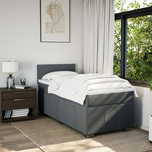 Κρεβάτι Boxspring με Στρώμα Σκούρο Γκρι 90x200 εκ. Υφασμάτινο - Pakobazaar