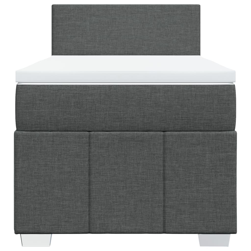 Κρεβάτι Boxspring με Στρώμα Σκούρο Γκρι 90x200 εκ. Υφασμάτινο - Pakobazaar